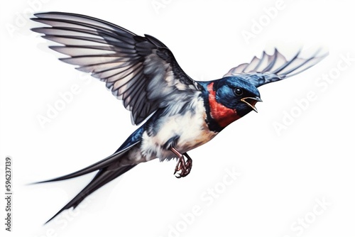 Watercolor illustration of a swallow bird. Generative AI