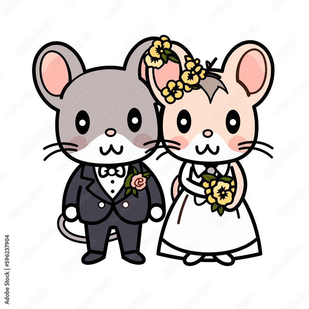 Obraz premium Cute clipart wedding mouse