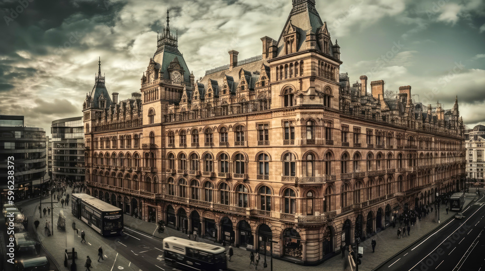 Fototapeta premium Harrods. London. Breathtaking travel destination place. Generative AI