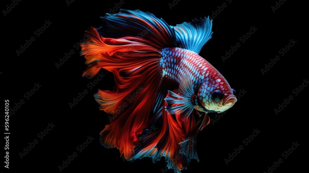 Conceptual Art of Siamese Fighting Fish with Space for Copy on Background - Generative AI Illustration
