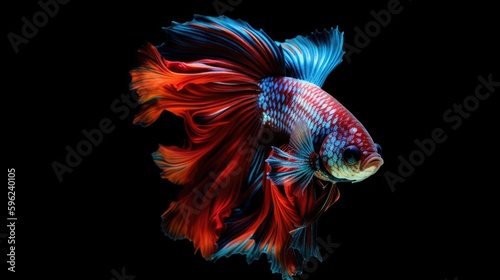 Conceptual Art of Siamese Fighting Fish with Space for Copy on Background - Generative AI Illustration