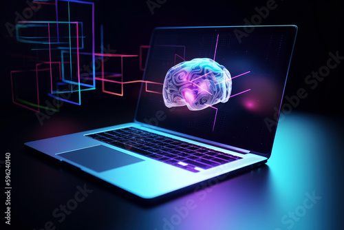 Künstliche Intelligenz, Computer mit virtuellem Gehirn - Generative AI