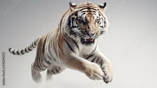 Majestic Tiger in Leap. Generative AI