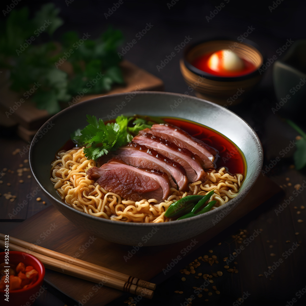 Authentic Chinese Braised Duck Noodle Soup - Captured with AI