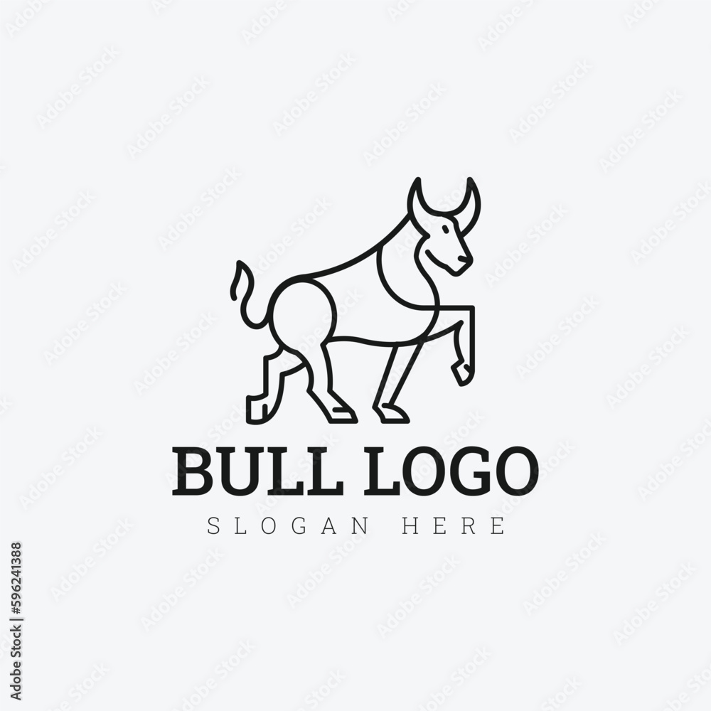 monoline bull logo. luxury design. vector icon illustration