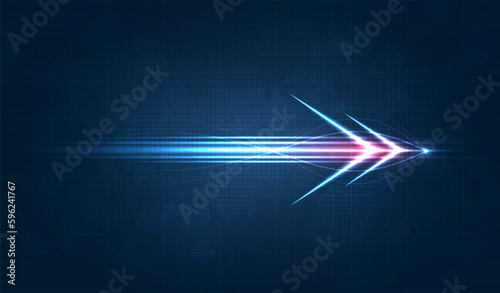 Light speed movement blue arrow technology communicate background. wireless data network and connection technology concept. high-speed, futuristic background. vector design.
