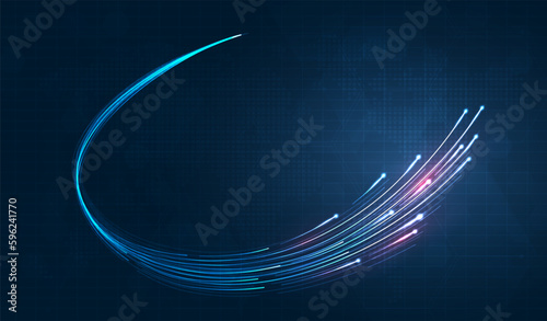 Blue light streak, fiber optic, speed line, futuristic background for 5g or 6g technology wireless data transmission, high-speed internet in abstract. internet network concept. vector design.