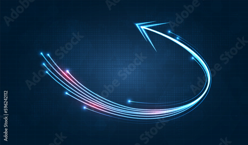 Light speed movement blue arrow technology communicate background. wireless data network and connection technology concept. high-speed, futuristic background. vector design.