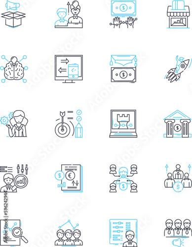 Performance optimization linear icons set. Efficiency, Streamlining, Maximizing, Acceleration, Productivity, Synergy, Optimization line vector and concept signs. Advancement,Enhancement,Executing