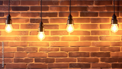 Illuminating Elegance: Pendant Lamps Against a Red Brick Wall