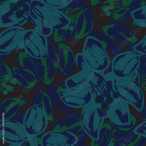 Green Abstract Floral Seamless Pattern Design