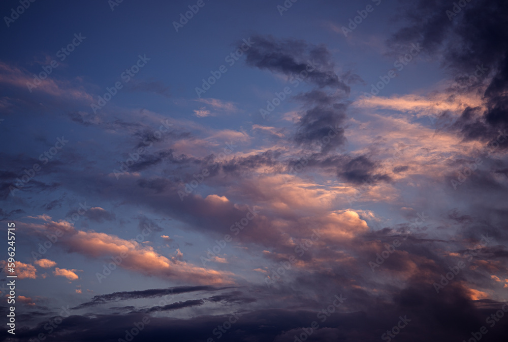 Sunset sky with orange clouds. Nature background. Sunset sky with orange clouds. Nature background.