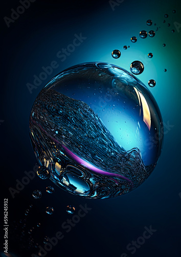  Drop of water macro shot. Ai Generative