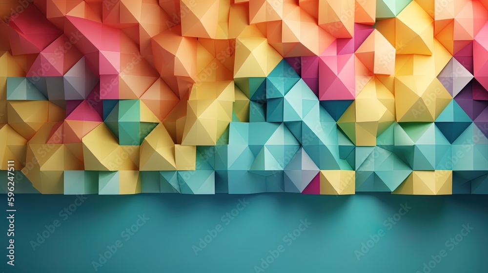 Obraz premium Abstract geometric paper cut 3D texture banner pastel background.