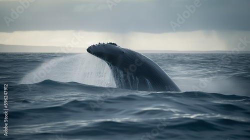 Whale in the ocean, AI generated  © Hdi