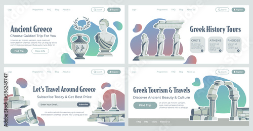 Landing page collection with ancient greece tour