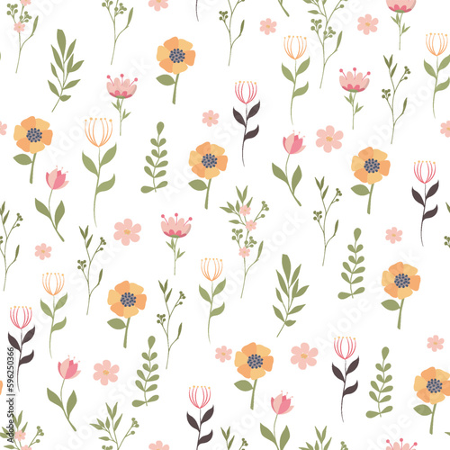 Wallpaper Mural Seamless floral pattern in gentle pastel colors. Great for textiles and clothing. Torontodigital.ca