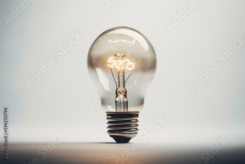 bright lightbulb on white. Generative AI