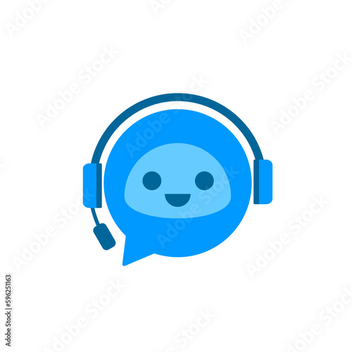 Chat Bot logo design concept. Virtual assistant Bot icon logo. Robot head with headphones. Customer support service Chat Bot. Vector