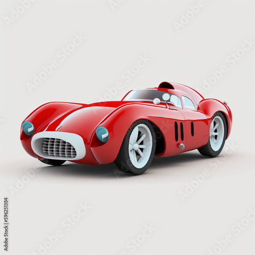 Cute animated 3d rendered icon of a red Ferrari Disney styl , Generative Ai © Lovely3DArt