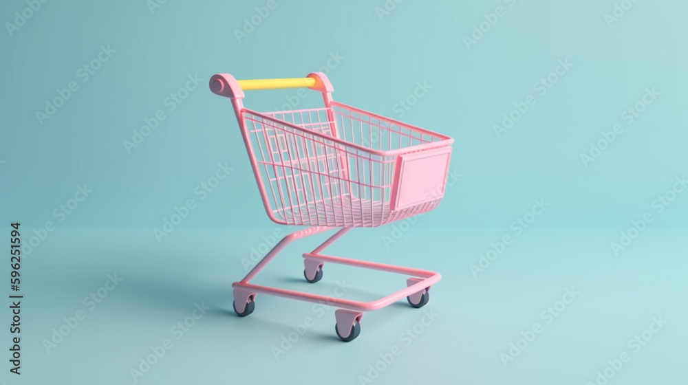 3d shopping cart with pastel background 3d shopping cart with pastel background
