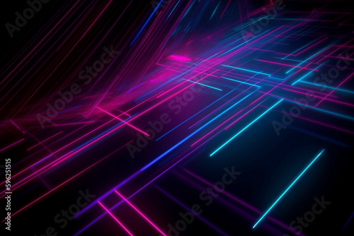 Futuristic abstract colorful vector background with glowing electric bright neon lines. Generative ai