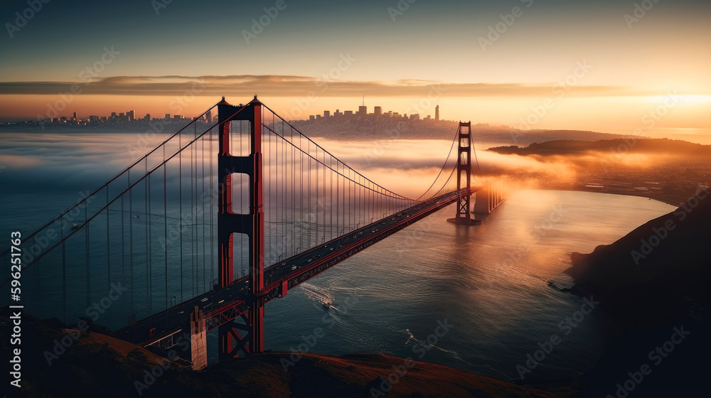 Golden Gate Bridge. Breathtaking travel destination place. Generative AI
