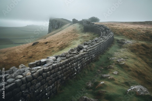 Foto A detailed view of Hadrian's Wall in Northumberland, UK