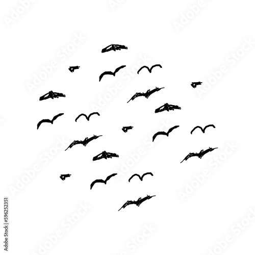 flock of seagulls hand draw
