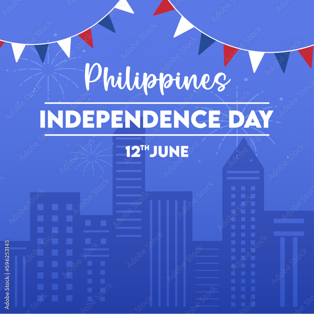 Philippines Independence Day Vector Illustration Hand Drawn creative with Flag Symbol