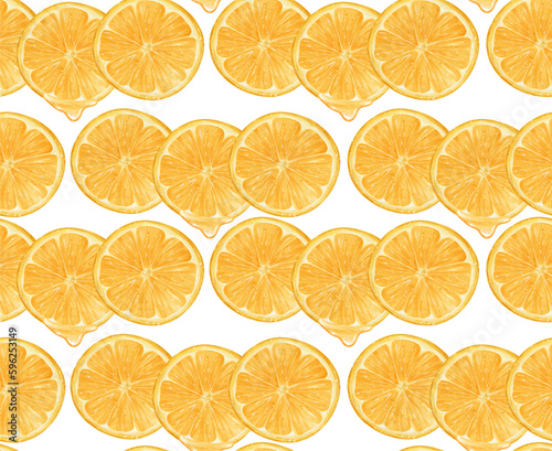 Watercolor fresh orange fruit pattern seamless background hand drawing painted illustration