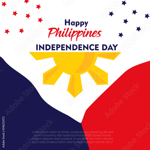 Philippines Independence Day Vector Illustration Hand Drawn creative with Flag Symbol photo