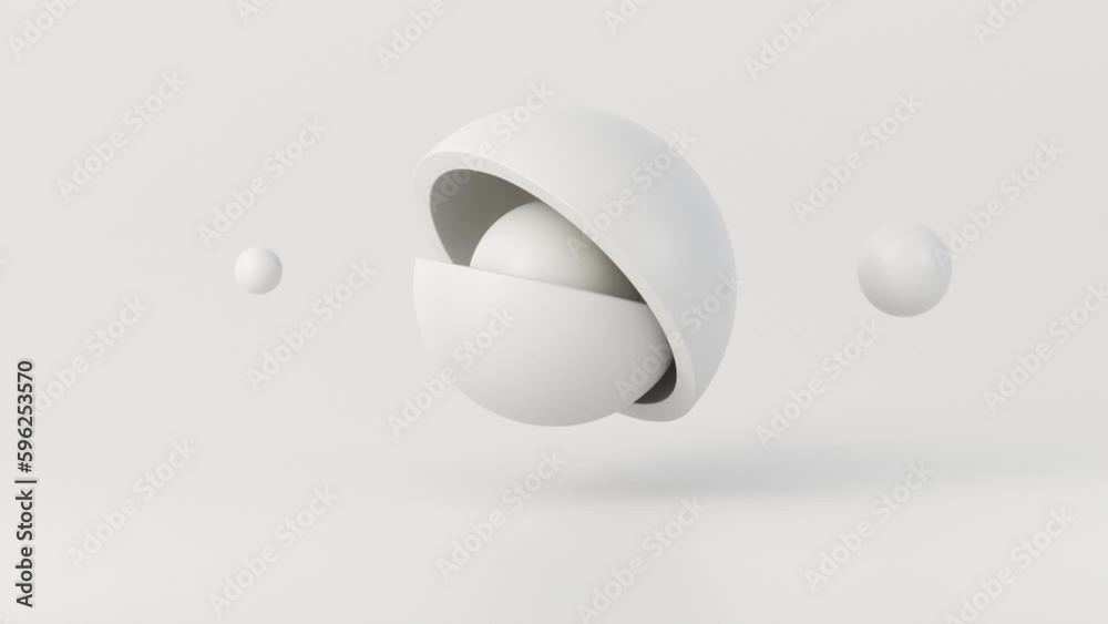 Abstract animation of white geometric, 3d loop animation render.