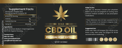 CBD Label Design Template, CBD Dropper Bottle Oil, Hemp Oil Label Template, Supplement Label Design, Product Packaging Design, Extract From Hemp, Bottle Label Design Vector Illustration