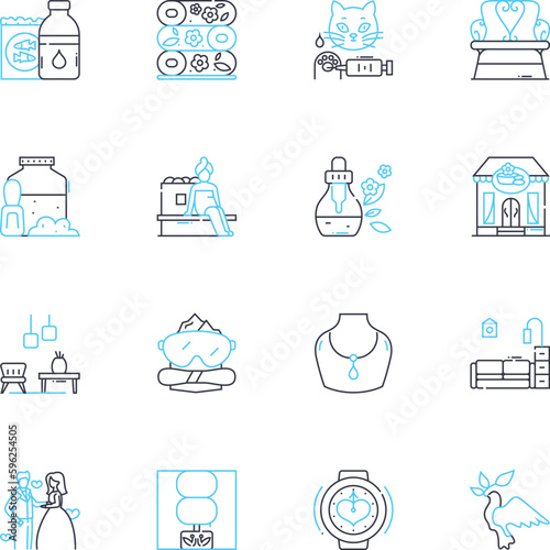 Afterthought linear icons set. Regret, Hindsight, Reflection, Remorse, Diligence, Reassessment, Revision line vector and concept signs. Rethinking,Second-guessing,Revision outline illustrations