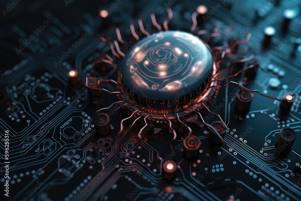 Obraz premium powerful futuristic computer processor generative ai