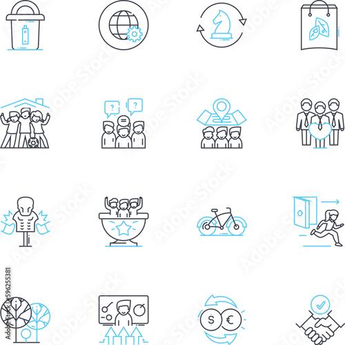 Worldwide nerk linear icons set. Connectivity, Globalization, Interconnectivity, Nerk, Collaboration, Communication, Internet line vector and concept signs. Accessibility,Digitalization,Broadband