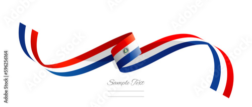 Paraguayan flag ribbon vector illustration. Paraguay flag ribbon on abstract isolated on white color background photo
