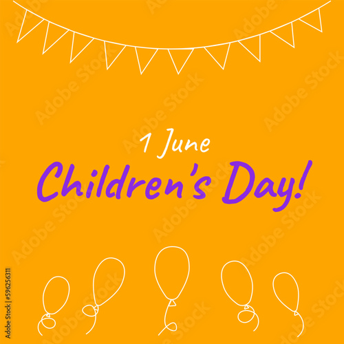 Banner for children's day, with  balloons