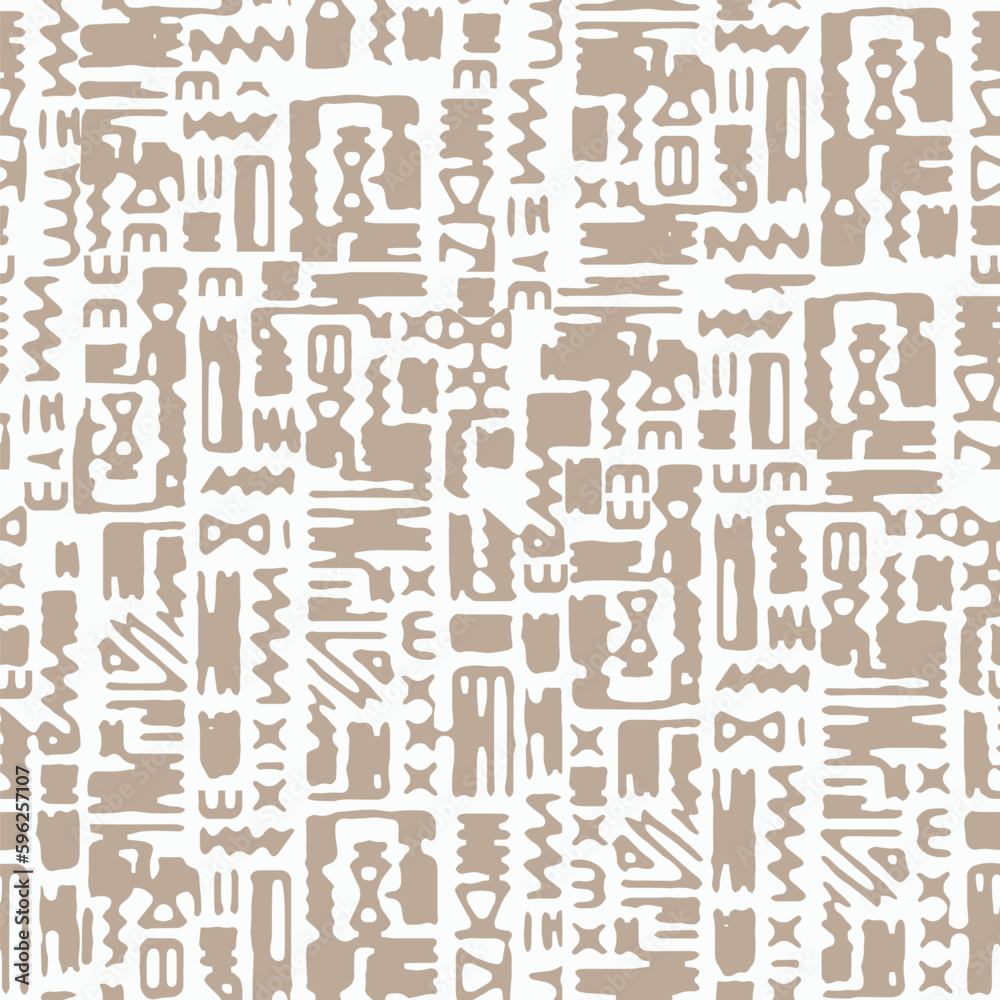 African Print Fabric. Vector Seamless Tribal Pattern. Traditional Ethnic Hand Drawn Ornament for your Design Cloth, Carpet, Rug, Pareo, Wrap