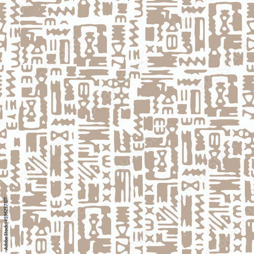 African Print Fabric. Vector Seamless Tribal Pattern. Traditional Ethnic Hand Drawn Ornament for your Design Cloth, Carpet, Rug, Pareo, Wrap