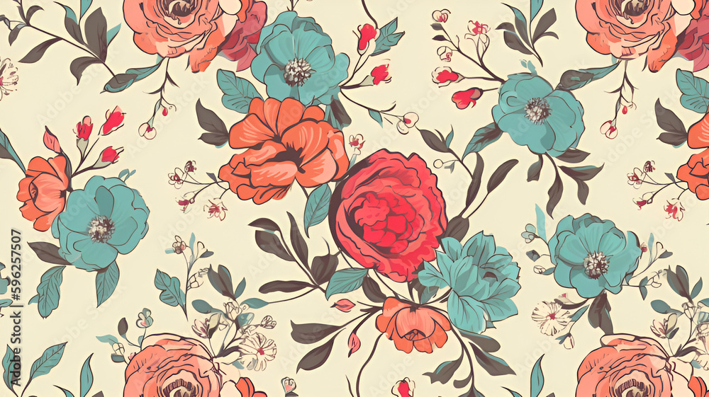 Vintage Flower Wallpaper Background | Generative AI