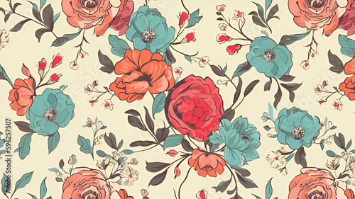 Vintage Flower Wallpaper Background   Generative AI