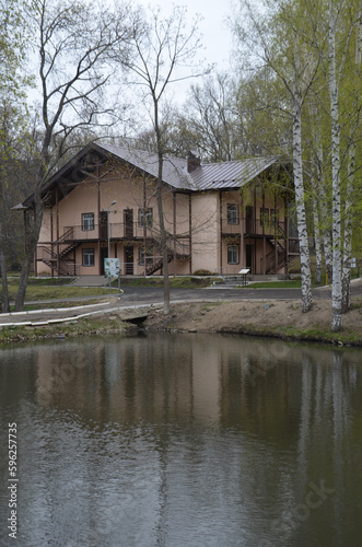 A house in the woods by the lake