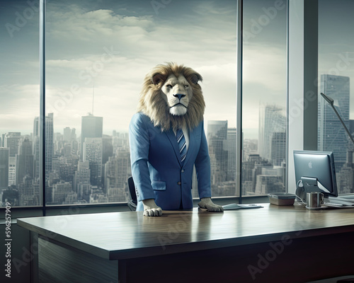 The Empowered Lion in Business Suit photo