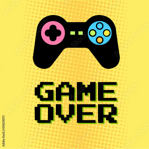 game controller icon with sign Game over