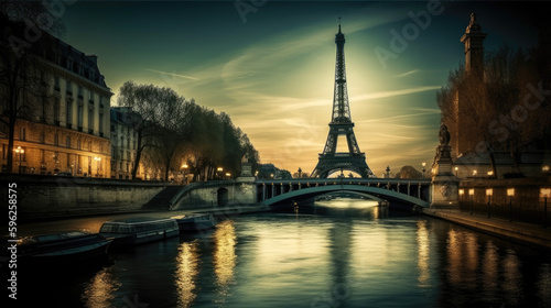 Eiffel Tower. Paris. Breathtaking travel destination place. Generative AI © piai