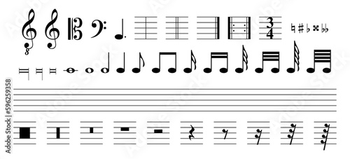Fotografie Background with black music note
