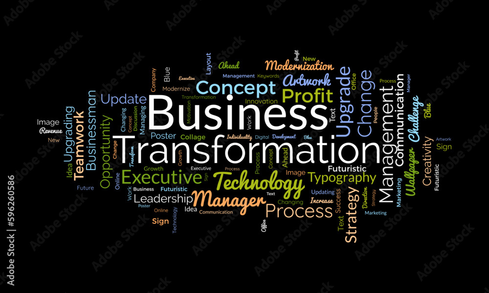 Word cloud background concept for Business transformation. Business growth management strategy for change or modernize business concept. vector illustration. Word cloud background concept for Business transformation. Business growth management strategy for change or modernize business concept. vector illustration.
