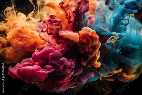 Capture the beauty of fluid movements using ink to create stunning abstract images. Generative Ai. © ckybe